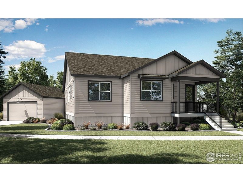 Front exterior of a new home in Taft Gardens, Loveland, CO, highlighting curb appeal (Image 23).