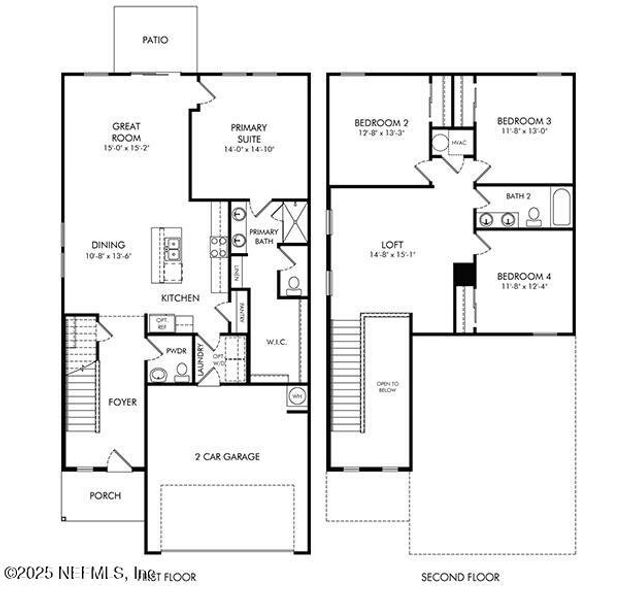 2D floor plan layout of this home in Cypress Meadows - Classic Series, Jacksonville, FL (Image 2).