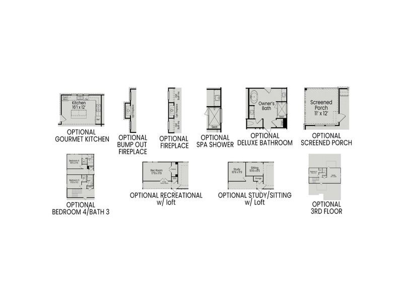 2D floor plan layout for the The Aspen by Davidson Homes LLC in Addison West, Holly Springs, NC (Image 7).
