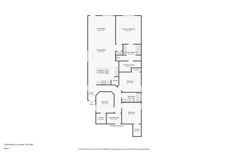 2D floor plan layout of this home in Venetian Pines, Conroe, TX (Image 3).