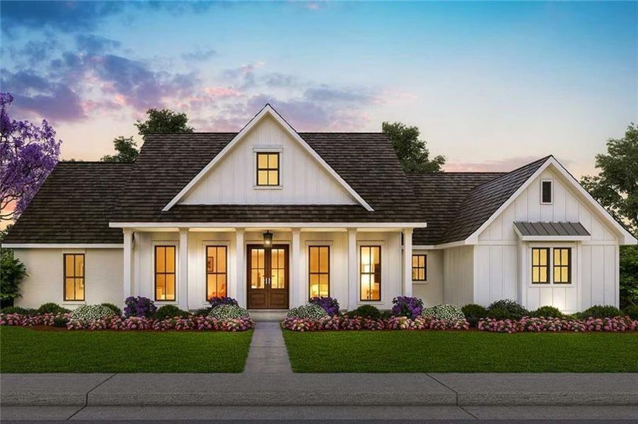 Front exterior of a new home in , Powder Springs, GA, highlighting curb appeal (Image 1).