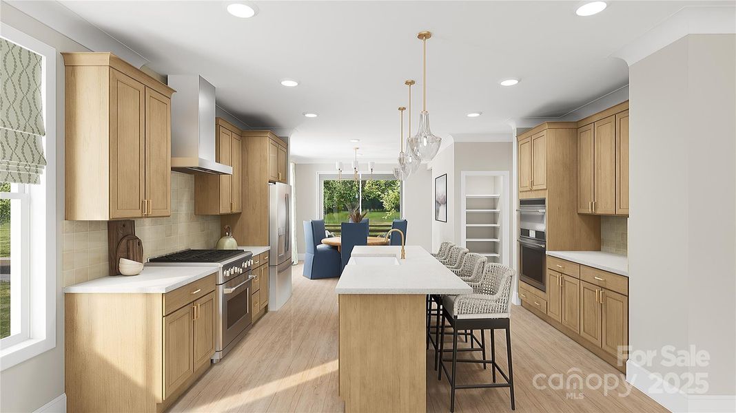 Gourmet Kitchen Layout in the Center of the Floorplan. *Virtual Rendering | Actual Finishes, Structural Selections, and Orientation May Vary.