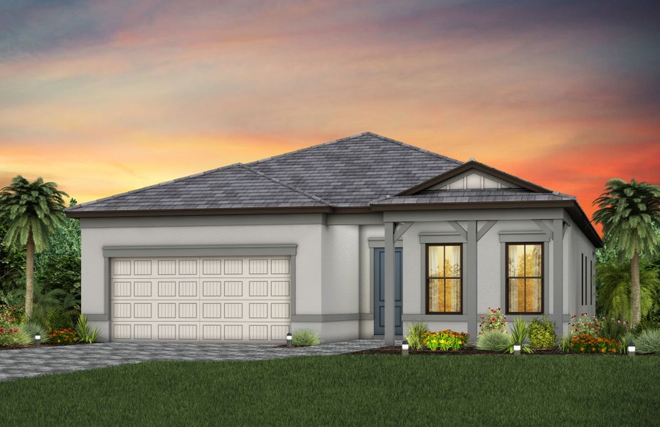 Front exterior of a new home in Greyhawk Landing, Lake Worth, FL, highlighting curb appeal (Image 2).