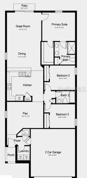 2D floor plan layout of this home in Palm Wind, Hudson, FL (Image 3).