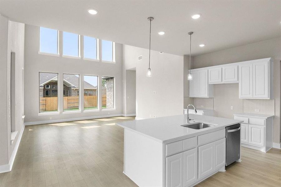 Kitchen overlooking living area