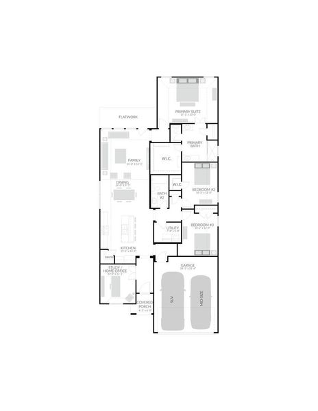 2D floor plan layout of this home in Prairie Winds, Hutto, TX (Image 2). 2D floor plan layout of this home in Prairie Winds, Hutto, TX (Image 2).