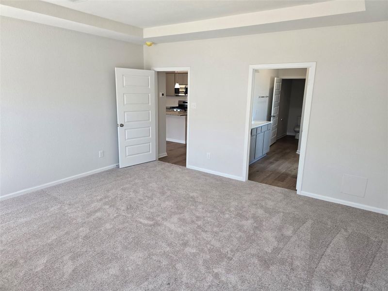 The Shetland III- Primary Suite (Tray ceiling not included). Home under construction, photo used for illustrative purposes only, colors and options will vary.