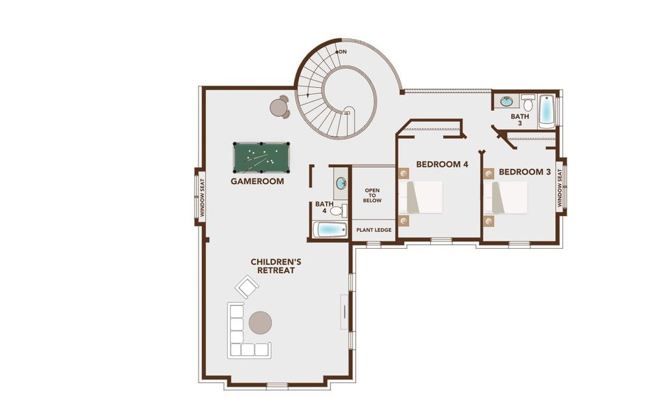2D floor plan layout for the Lake Forest by Grand Homes in Creekside at Elevon, Lavon, TX (Image 4).
