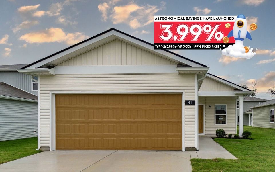 Front exterior of a new home in Stonehenge, Manchester, TN, highlighting curb appeal (Image 1).