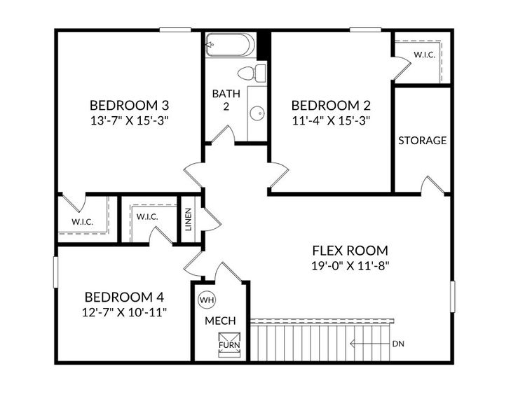 2D floor plan layout for the The Jefferson by Stanley Martin Homes in Stratford, Denver, NC (Image 4).