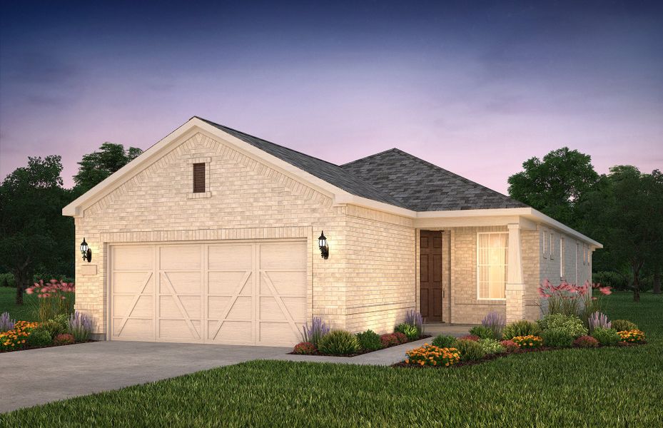 The Contour, a one-story home with 2-car garage, s