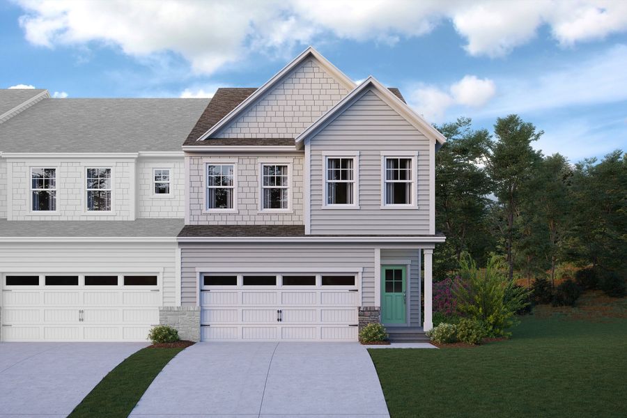 Representative exterior photo of a completed home built from the Maxwell by Beazer Homes in Friendship Village Townes, Apex, NC (Image 4). Representative exterior photo of a completed home built from the Maxwell by Beazer Homes in Friendship Village Townes, Apex, NC (Image 4).