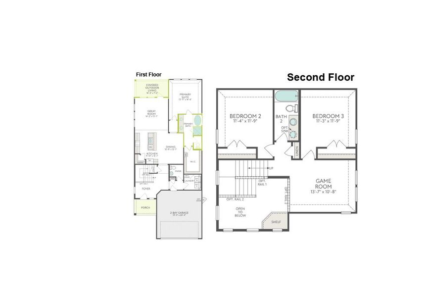 2D floor plan layout of this home in The Meadows, Denton, TX (Image 5). 2D floor plan layout of this home in The Meadows, Denton, TX (Image 5).