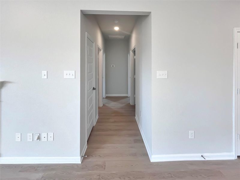 The Kettering II- Hall to Bath and Secondary Bedrooms. Home under construction. Sample floor plan photo used for illustrative purposes only. Upgrades, selections options, windows and colors may vary. The Kettering II- Hall to Bath and Secondary Bedrooms. Home under construction. Sample floor plan photo used for illustrative purposes only. Upgrades, selections options, windows and colors may vary.