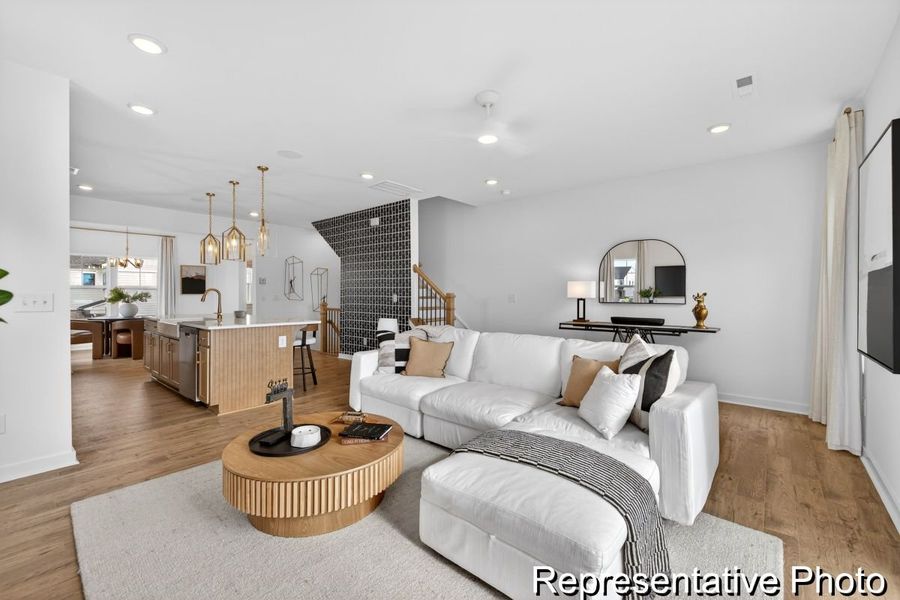 Furnished interior view inside a new home in North District at Flowers Plantation Townhomes, Clayton (Image 10). Furnished interior view inside a new home in North District at Flowers Plantation Townhomes, Clayton (Image 10).