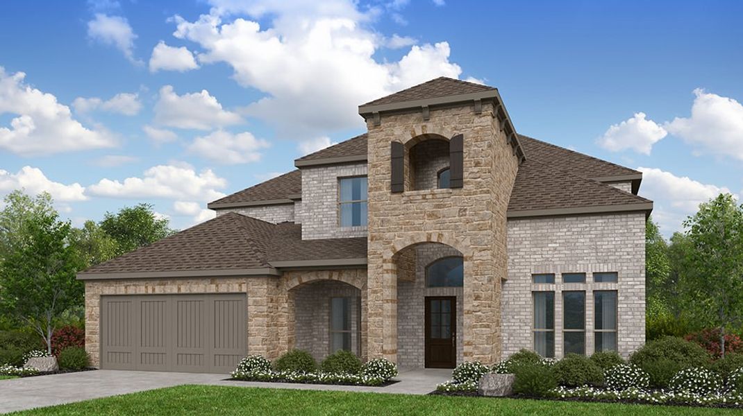 Representative exterior photo of a completed home built from the Larimar by Taylor Morrison in The Ranch at Uptown Celina 60s, Celina, TX (Image 2). Representative exterior photo of a completed home built from the Larimar by Taylor Morrison in The Ranch at Uptown Celina 60s, Celina, TX (Image 2).