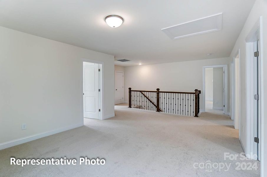 Large open loft with second story porch access