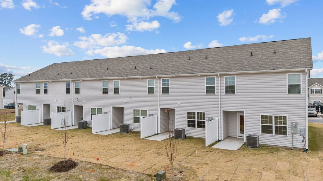 Exterior details and patio area of a home in The Townes at Ridgewood Farms, Winterville (Image 20). Exterior details and patio area of a home in The Townes at Ridgewood Farms, Winterville (Image 20).