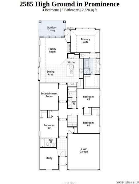 2D floor plan layout of this home in Prominence, San Antonio, TX (Image 4).