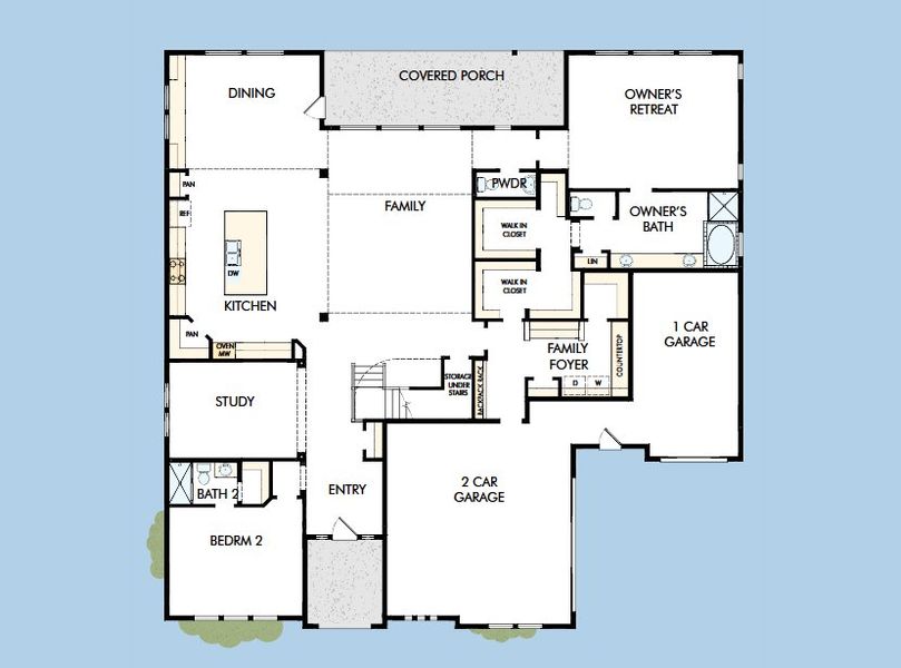 2D floor plan layout for the The Brant by David Weekley Homes in Northshore at Lakewood Village - Estate Series, Lakewood Village, TX (Image 3).