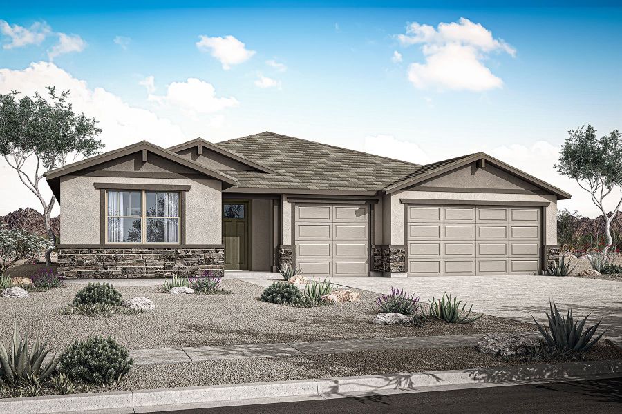 Representative exterior photo of a completed home built from the Garnet by Mattamy Homes in Tierra Vistoso, Surprise, AZ (Image 20).