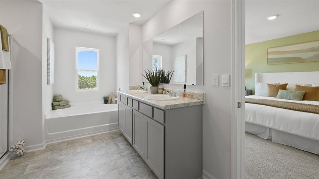 Furnished interior view inside a new home in Oaks at Cedar Grove, Fairburn (Image 29).