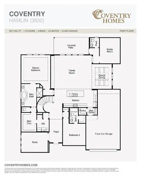 2D floor plan layout of this home in Windsong Ranch, Prosper, TX (Image 3).