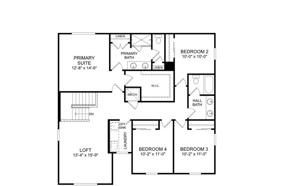 2D floor plan layout for the The Linden by Stanley Martin Homes in Kentucky Square, Sanford, FL (Image 4).
