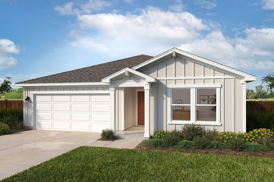 Representative exterior photo of a completed home built from the 1581 by KB Home in Eagle Creek, Denton, TX (Image 5).