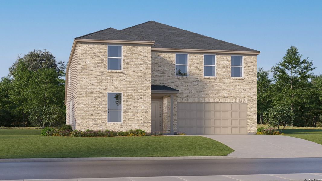 Front exterior of a new home in Brookmill, San Antonio, TX, highlighting curb appeal (Image 20).