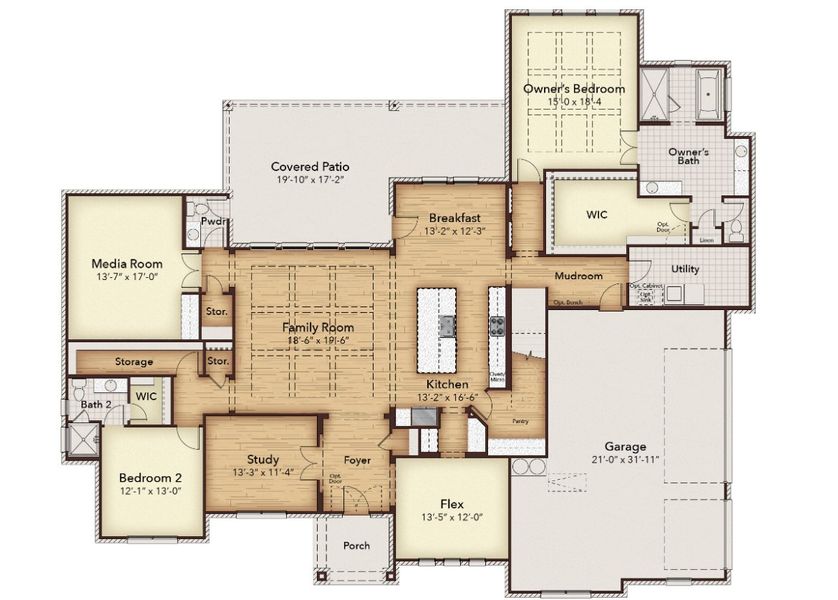 2D floor plan layout of this home in Discovery Lakes, Rockwall, TX (Image 4). 2D floor plan layout of this home in Discovery Lakes, Rockwall, TX (Image 4).