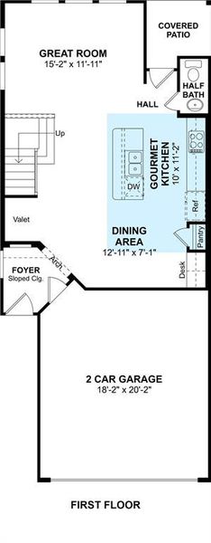 The Penelope floor plan by K. Hovnanian Homes. 1st Floor shown. *Prices, plans, dimensions, features, specifications, materials, and availability of homes or communities are subject to change without notice or obligation.