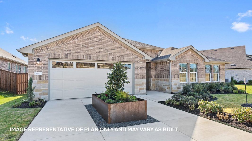 Front exterior of a new home in Riverview, Georgetown, TX, highlighting curb appeal (Image 2).