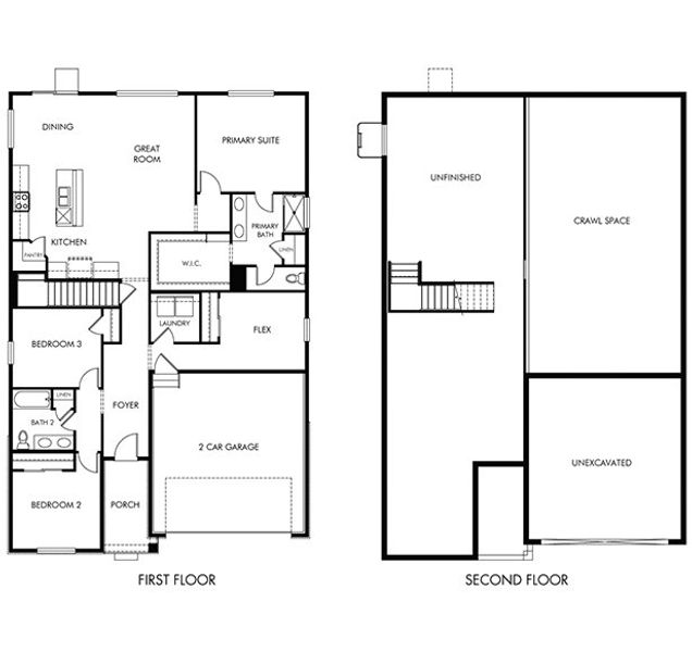 2D floor plan layout for the The Blue Mesa by Meritage Homes in Poudre Heights: The Lakes Collection, Windsor, CO (Image 3).