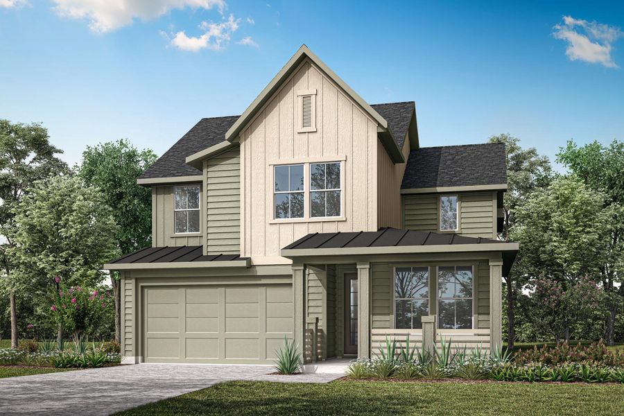 Representative exterior photo of a completed home built from the Laurel by Tri Pointe Homes in Treeline, Justin, TX (Image 2).