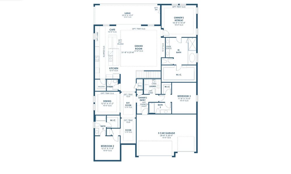 2D floor plan layout for the Bayport II by Homes by WestBay in Longleaf at Grand Park, Sarasota, FL (Image 3).