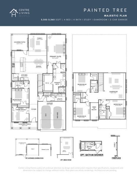2D floor plan layout for the Majestic by Centre Living Homes in Painted Tree Woodland West, McKinney, TX (Image 5). 2D floor plan layout for the Majestic by Centre Living Homes in Painted Tree Woodland West, McKinney, TX (Image 5).