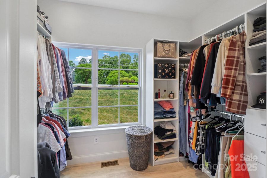 One of two walk in closets in the primary suite