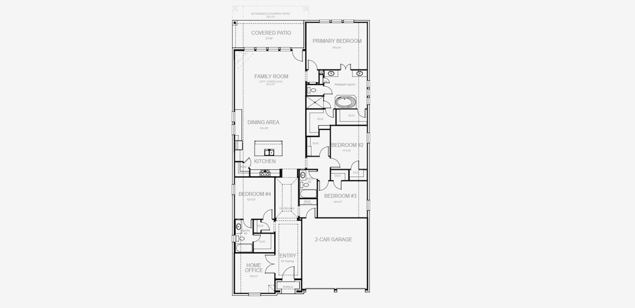 2D floor plan layout for the 2504W by Perry Homes in Trinity Falls At Province Woods 50', McKinney, TX (Image 5).