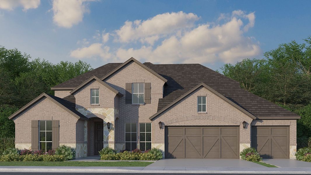 Plan 1686 Elevation A with Stone & 3 Car Garage Plan 1686 Elevation A with Stone & 3 Car Garage