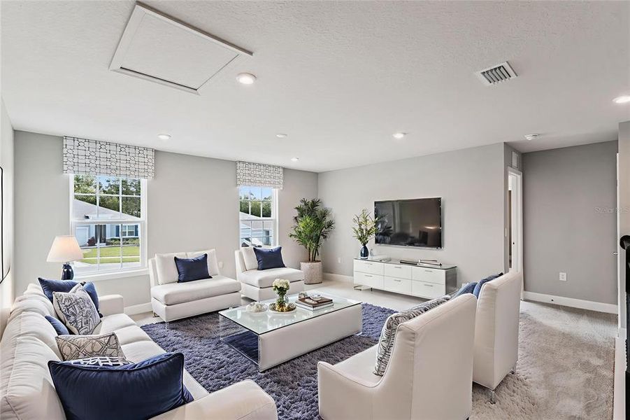 Furnished interior view inside a new home in Bella Terra, Clermont (Image 3). Furnished interior view inside a new home in Bella Terra, Clermont (Image 3).