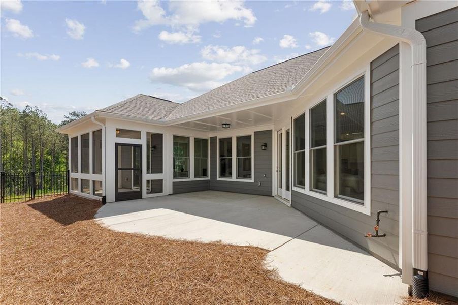 Exterior details and patio area of a home in The Courtyards at Bailey Farms, Dacula (Image 19).