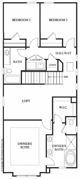 2D floor plan layout for the Holly by Rocklyn Homes in Old Salem Crossing, Conyers, GA (Image 2).