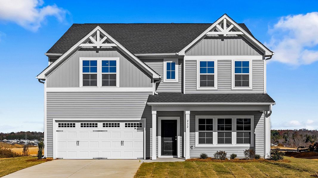 Front exterior of a new home in Fieldstone, Lexington, NC, highlighting curb appeal (Image 1).