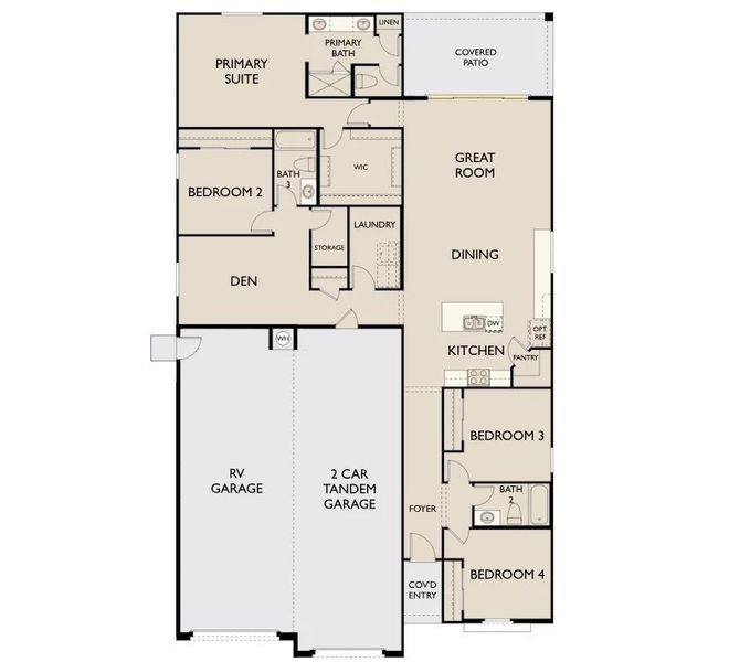 2D floor plan layout of this home in Tobiano at Wales Ranch, San Tan Valley, AZ (Image 2).