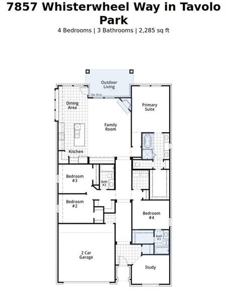 2D floor plan layout of this home in Tavolo Park, Fort Worth, TX (Image 4).