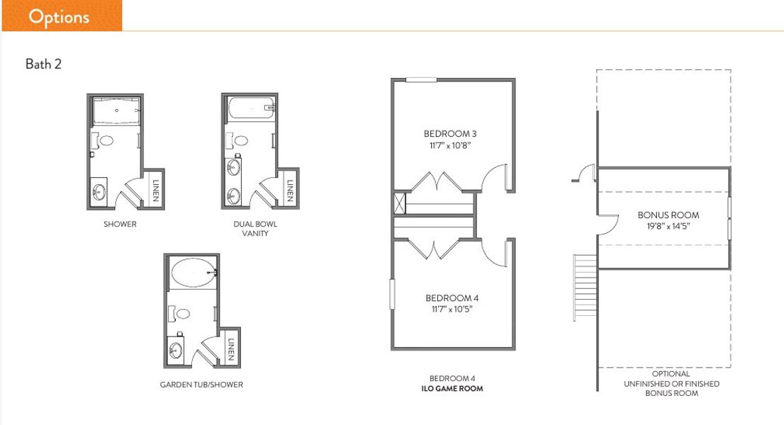 2D floor plan layout for the Devin by True Homes in Westbrook Falls, Colfax, NC (Image 5).