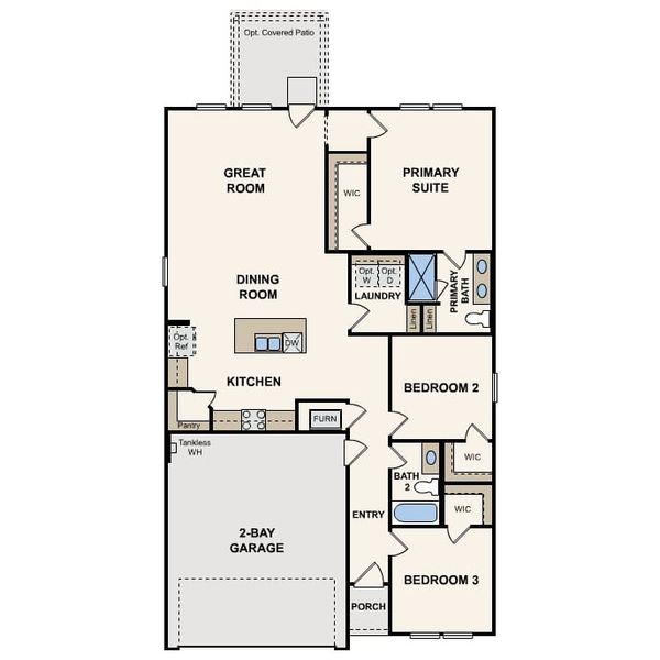 2D floor plan layout for the Cardinal by Century Communities in Paloma at Sanford Farms, Waller, TX (Image 2). 2D floor plan layout for the Cardinal by Century Communities in Paloma at Sanford Farms, Waller, TX (Image 2).