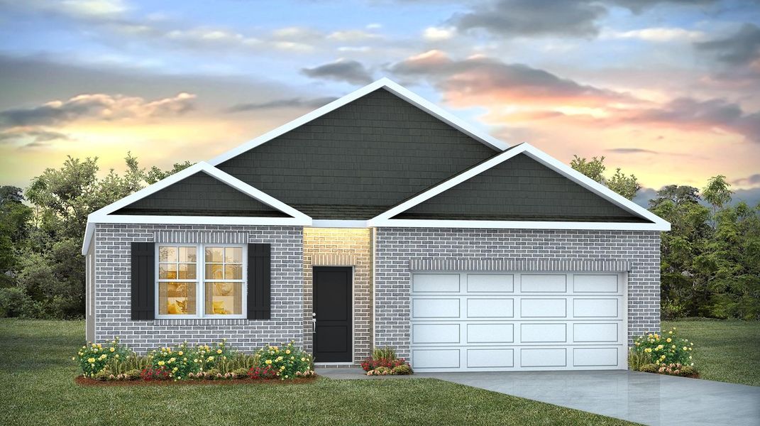 Front exterior of a new home in Gates Village, Lugoff, SC, highlighting curb appeal (Image 1). Front exterior of a new home in Gates Village, Lugoff, SC, highlighting curb appeal (Image 1).