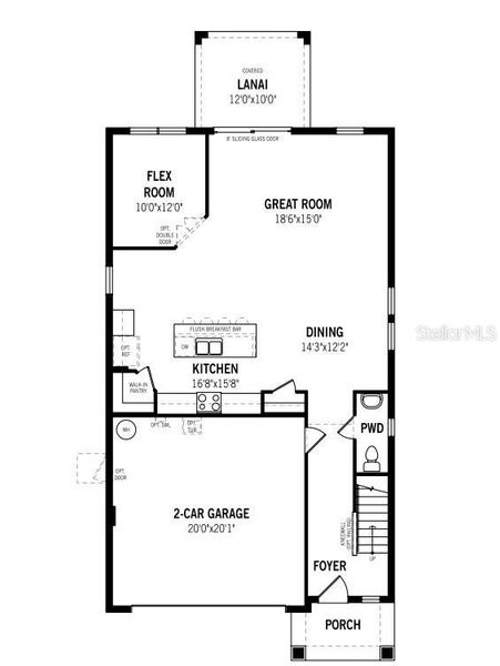 2D floor plan layout of this home in Crosswind Ranch, Parrish, FL (Image 3).
